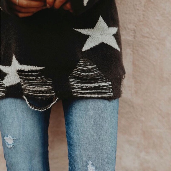 Star sweater, Cozy star sweater,Black white star - Picture 2 of 4